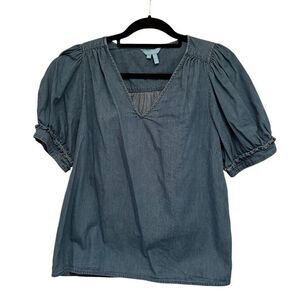 Draper James chambray short sleeve blouse - size s